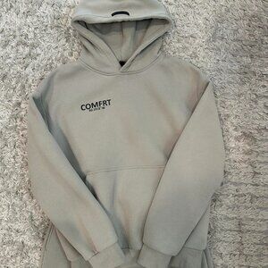 Women's Grey and Cream Hoodie